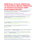 AORN Periop 101 Exam/ AORN Periop  101 Best Revision Material/ AORN Periop 101 Questions and Answers/ AORN  Periop Updated 2023-2024