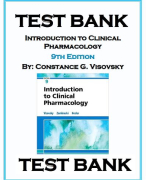 TEST BANK INTRODUCTION TO CLINICAL PHARMACOLOGY, 9TH EDITION, VISOVSKY Introduction to Clinical Pharmacology, 9th Edition, Visovsky Test Bank  | All Chapters