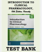 TEST BANK INTRODUCTION TO CLINICAL PHARMACOLOGY, 10TH EDITION, VISOVSKY