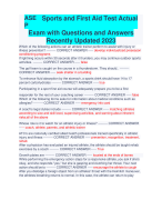 ASEP	 Sports and First Aid Test Actual 	Exam with Questions and Answers 		Recently Updated 2023