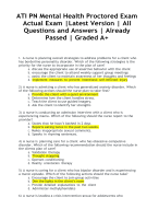 ATI PN Mental Health Proctored Exam Actual Exam |Latest Version | All Questions and Answers | Already Passed | Graded A+