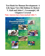 Test Bank for Human Development: A Life-Span View 8th Edition by Robert V. Kail and John C. Cavanaugh | All Chapters Covered