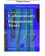 Test Bank for a Manual of Laboratory and Diagnostic Tests 7th Edition by Frances T Fischbach | All Chapters Covered