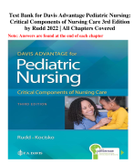 Test Bank for Davis Advantage Pediatric Nursing: Critical Components of Nursing Care 3rd Edition by Rudd 2022 | All Chapters Covered
