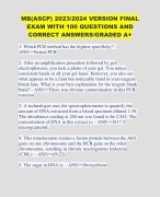 MB(ASCP) 2023/2024 VERSION FINAL EXAM WITH 100 QUESTIONS AND CORRECT ANSWERS/GRADED A+ 