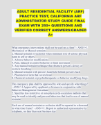 ADULT RESIDENTIAL FACILITY (ARF) PRACTICE TEST, CALIFORNIA ARF ADMINISTRATOR STUDY GUIDE FINAL EXAM WITH 250+ QUESTIONS AND VERIFIED CORRECT ANSWERS/GRADED A+ 