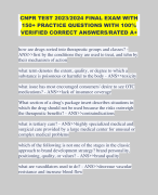 CNPR TEST 2023/2024 FINAL EXAM WITH 150+ PRACTICE QUESTIONS WITH 100% VERIFIED CORRECT ANSWERS/RATED A+ 