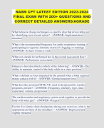 NASM CPT LATEST EDITION 2023-2024 FINAL EXAM WITH 200+ QUESTIONS AND CORRECT DETAILED ANSWERS/AGRADE 