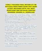 FAMILY FOCUSED FINAL REVIEW ATI OB 2023/2024 PROCTORED EXAM TEST BANK LATEST RELEASED WITH 700+ BEST QUESTIONS AND DETAILED VERIFIED ANSWERS/ GRADED A+, DOWNLOAD 