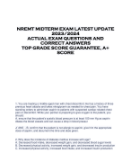 NREMT MIDTERM EXAM LATEST UPDATE  2023/2024  ACTUAL EXAM QUESTIONS AND  CORRECT ANSWERS  TOP GRADE SCORE GUARANTEE, A+  SCORE