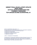 NREMT FINAL EXAM LATEST UPDATE  2023/2024  ACTUAL EXAM QUESTIONS AND  CORRECT ANSWERS  TOP GRADE SCORE GUARANTEE, A+