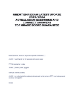 NREMT EMR EXAM LATEST UPDATE  2023/2024  ACTUAL EXAM QUESTIONS AND  CORRECT ANSWERS  TOP GRADE SCORE GUARANTEE