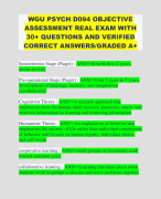 WGU PSYCH D094 OBJECTIVE ASSESSMENT REAL EXAM WITH 30+ QUESTIONS AND VERIFIED CORRECT ANSWERS/GRADED A+