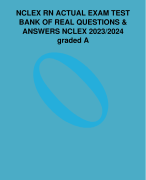 NCLEX RN ACTUAL EXAM TEST BANK OF REAL QUESTIONS & ANSWERS NCLEX 2023/2024 graded A