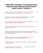 NHIE TREC Test Bank | Professional Home Inspector Exam Questions and Answers | Latest Version | Graded A+