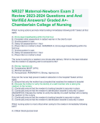 NR327 Maternal-Newborn Exam 2 Review 2023-2024 Questions and And VerifiEd Answers// Graded A+-Chamberlain College of Nursing