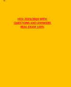 HESI 2023/2024 WITH  QUESTIONS AND ANSWERS  REAL EXAM 100%