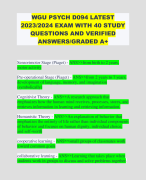 WGU PSYCH D094 LATEST 2023/2024 EXAM WITH 40 STUDY QUESTIONS AND VERIFIED ANSWERS/GRADED A+ 