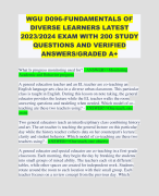 WGU D096-FUNDAMENTALS OF DIVERSE LEARNERS LATEST 2023/2024 EXAM WITH 200 STUDY QUESTIONS AND VERIFIED ANSWERS/GRADED A+ 