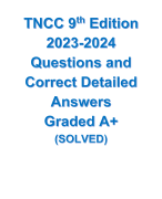 TNCC 9th Edition 2023-2024 Questions and Correct Detailed Answers  Graded A+  (SOLVED)