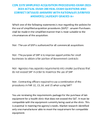 CON 2370 SIMPLIFIED ACQUISITION PROCEDURES EXAM 2023- 2024 ACTUAL EXAM 200 REAL EXAM QUESTIONS AND  CORRECT DETAILED ANSWERS WITH RATIONALES (VERIFIED  ANSWERS) |ALREADY GRADED A+