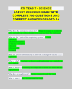 ATI TEAS 7 - SCIENCE LATEST 2023/2024 EXAM WITH COMPLETE 700 QUESTIONS AND CORRECT ANSWERS/GRADED A+ 