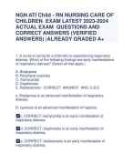 NGN Nursing care of children (ATI) EXAM  LATEST 2023-2024 ACTUAL EXAM QUESTIONS  AND CORRECT ANSWERS (VERIFIED  ANSWERS) |ALREADY GRADED A+
