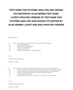 TEST BANK FOR SYSTEMS ANALYSIS AND DESIGN  6TH EDITION BY ALAN DENNIS-TEST BANK LATEST UPDATED VERSION OF TEST BANK FOR  SYSTEMS ANALYSIS AND DESIGN 6TH EDITION BY  ALAN DENNIS LATEST 2023-2024 UPDATED VERSION
