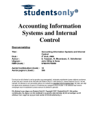 Accounting Information Systems and Internal Control Samenvatting 