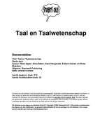Taal en Taalwetenschap Samenvatting
