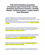 CON 2370 Simplified Acquisition Procedures Questions and 100% Correct Answers | Real Exam Questions | Latest Exam Version 2023-2024