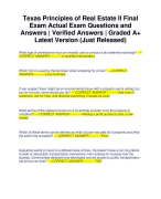 Texas Principles of Real Estate II Final Exam Actual Exam Questions and Answers | Verified Answers |