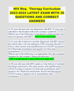 HIV Req.  Therapy Curriculum 2023-2024 LATEST EXAM WITH 30 QUESTIONS AND CORRECT ANSWERS 