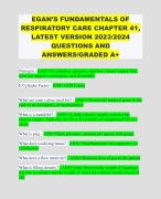 EGAN’S FUNDAMENTALS OF RESPIRATORY CARE CHAPTER 41, LATEST VERSION 2023/2024 QUESTIONS AND ANSWERS/GRADED A+ 