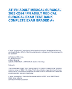 ATI PN ADULT MEDICAL SURGICAL 2023 -2024 / PN ADULT MEDICAL SURGICAL EXAM TEST-BANK COMPLETE EXAM GRADED A+