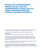 RN NGN VATI COMPREHENSIVE PREDICTOR 2023 / RN VATI COMPREHENSIVE PREDICTOR 2023 EXAM EXAM QUESTIONS AND CORRECT ANSWERS GRADED A+