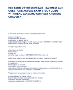 Real Estate U Final Exam 2023 – 2024 HESI EXIT QUESTIONS ACTUAL EXAM STUDY GUIDE WITH REAL EXAM AND CORRECT ANSWERS GRADED A+