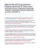 NGN ATI RN VATI Comprehensive  Predictor 2019 Form B EXAM LATEST  2023-2024 ACTUAL EXAM QUESTIONS AND  CORRECT ANSWERS (VERIFIED ANSWERS)  |ALREADY GRADED A+
