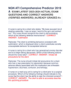 NGN ATI Comprehensive Predictor 2019  A EXAM LATEST 2023-2024 ACTUAL EXAM  QUESTIONS AND CORRECT ANSWERS  (VERIFIED ANSWERS) |ALREADY GRADED A+