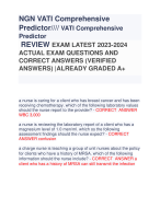 NGN VATI Comprehensive  Predictor//// VATI Comprehensive  Predictor REVIEW EXAM LATEST 2023-2024  ACTUAL EXAM QUESTIONS AND  CORRECT ANSWERS (VERIFIED  ANSWERS) |ALREADY GRADED A+
