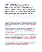 NGN VATI Comprehensive  Predictor REVIEW EXAM LATEST  2023-2024 ACTUAL EXAM QUESTIONS  AND CORRECT ANSWERS (VERIFIED  ANSWERS) |ALREADY GRADED A+