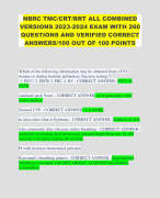 NBRC TMC/CRT/RRT ALL COMBINED VERSIONS 2023-2024 EXAM WITH 260 QUESTIONS AND VERIFIED CORRECT ANSWERS/100 OUT OF 100 POINTS 