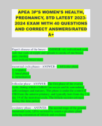 APEA 3P'S WOMEN'S HEALTH, PREGNANCY, STD LATEST 20232024 EXAM WITH 40 QUESTIONS AND CORRECT ANSWERS/RATED A+
