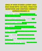 APEA 3P HIGH STAKES LATEST 20232024 EXAM WITH 320 REAL PRACTICE QUESTIONS AND VERIFIED CORRECT ANWERS/GRADED A+ 