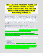 APEA PREDICTOR BRAND NEW PRACTICE EXAM BUNLED AT FAIR PRICE (QUESTIONS AND ANSWERSGRADED A+