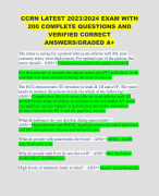 CCRN LATEST 2023/2024 EXAM WITH 200 COMPLETE QUESTIONS AND VERIFIED CORRECT ANSWERS/GRADED A+ 