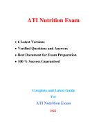 ATI Nutrition Proctored Exam NGN 2023 (6 New Versions, 2023/2024) (Latest Real Exams) | 100% Verified Q & A