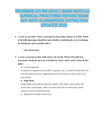 REVIEWED ATI RN ADULT (NGN) MEDICAL  SURGICAL PROCTORED RETAKE EXAM  2019 WITH GUARANTEED DISTINCTION  UPDATED 2023 