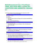 Multidimensional Care 1 Final Exam FINAL 2023-2024// MDC1 EXAM 150+ QUESTIONS AND ANSWERS// GRADED A+