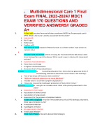 1.	Multidimensional Care 1 Final Exam FINAL 2023-2024// MDC1 EXAM 170 QUESTIONS AND VERRIFIED ANSWERS// GRADED A+